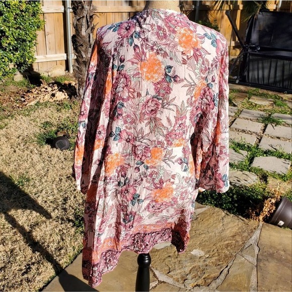 KNOX Rose floral kimono‎ wrap tunic plus size XXL - Picture 6 of 9